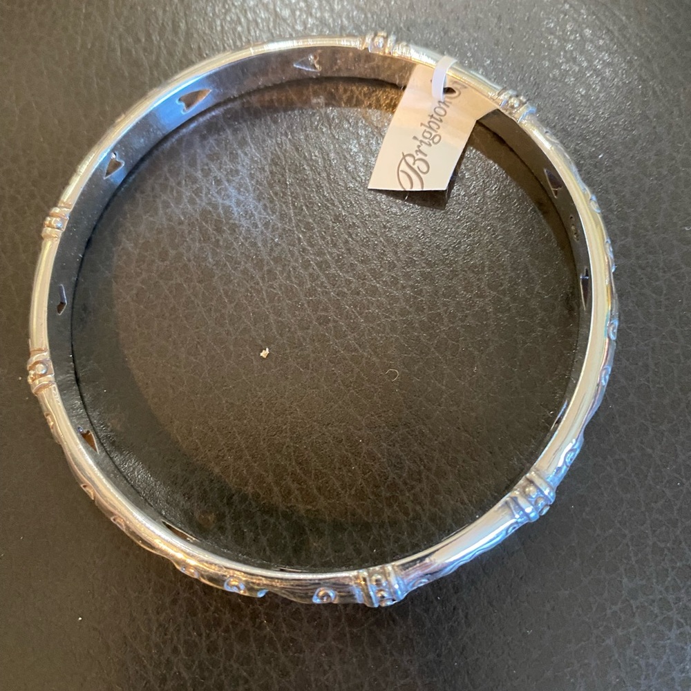 Brighton Shot Thru The Heart Bangle Bracelet Etched Carved Hearts Ornate